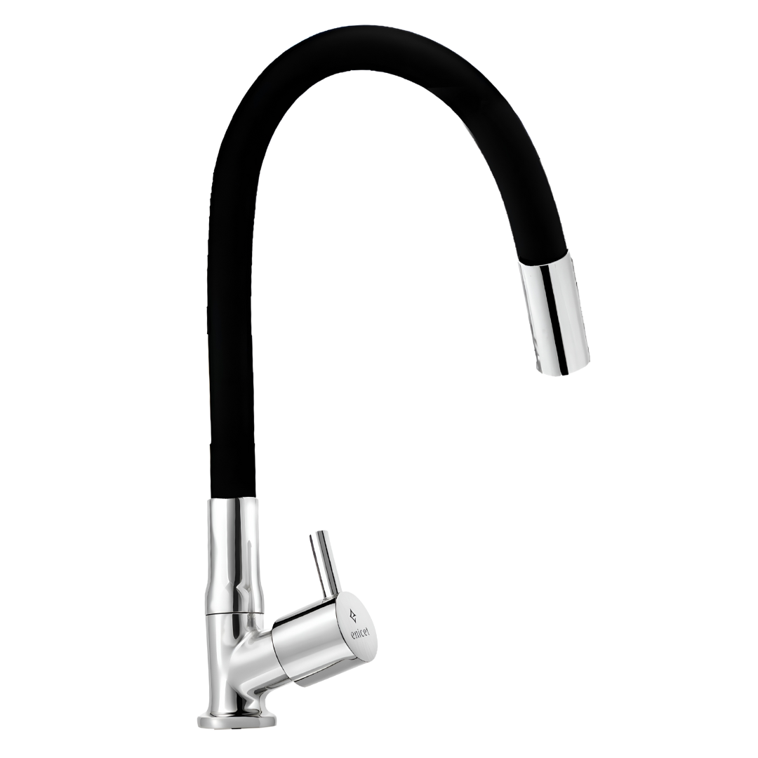 ENICET Swan Neck Sink Tap with Flexible Spout, 360 Rotating Swivel Swinging Spout, rust-resistant, Deck Mount, Pillar Cock, Kitchen Sink Tap, Tap for Kitchen Sink, Wash Basin Tap