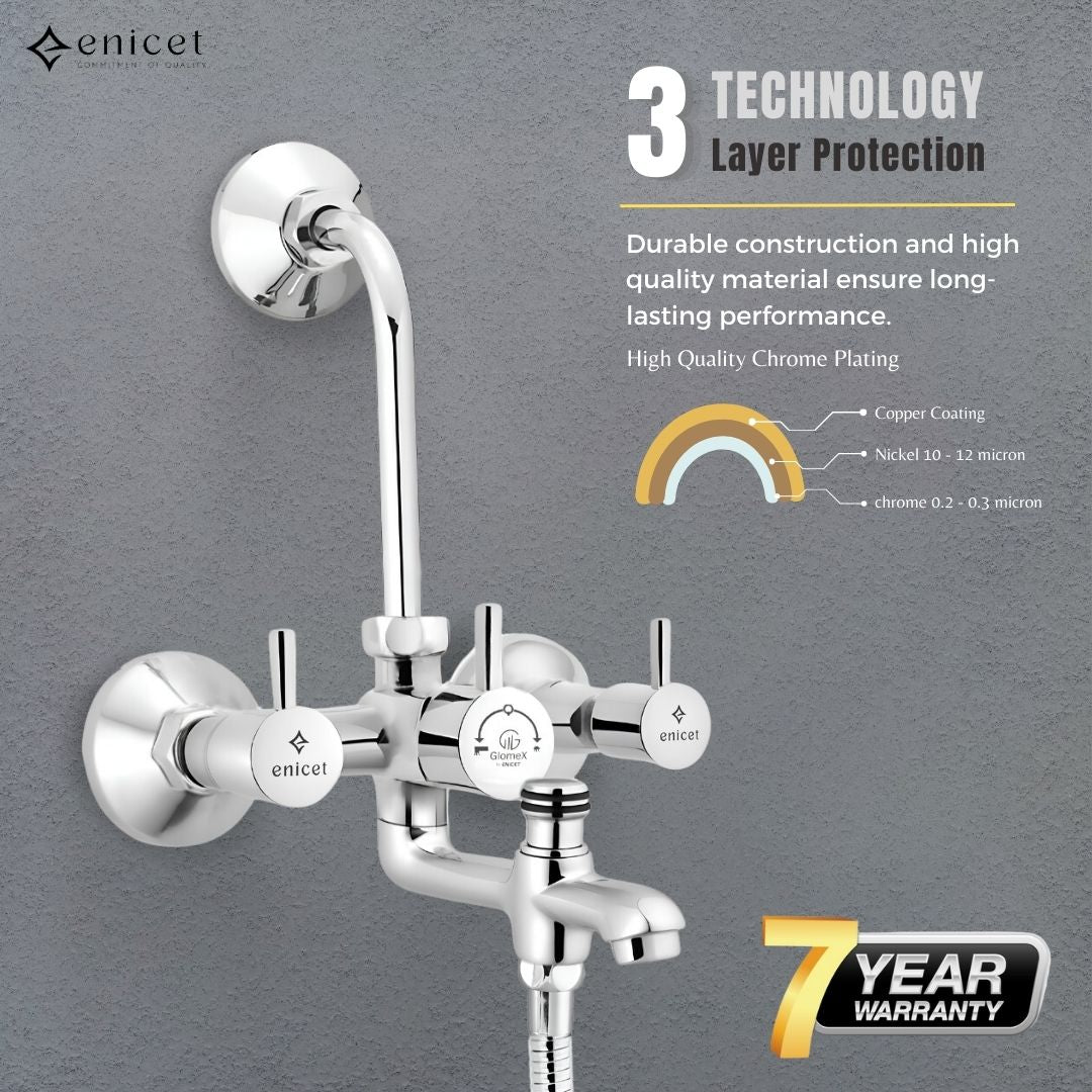Enicet rust-resistan Wallmixer with overhead shower and handshower Wallmixer with Shower & Handshower