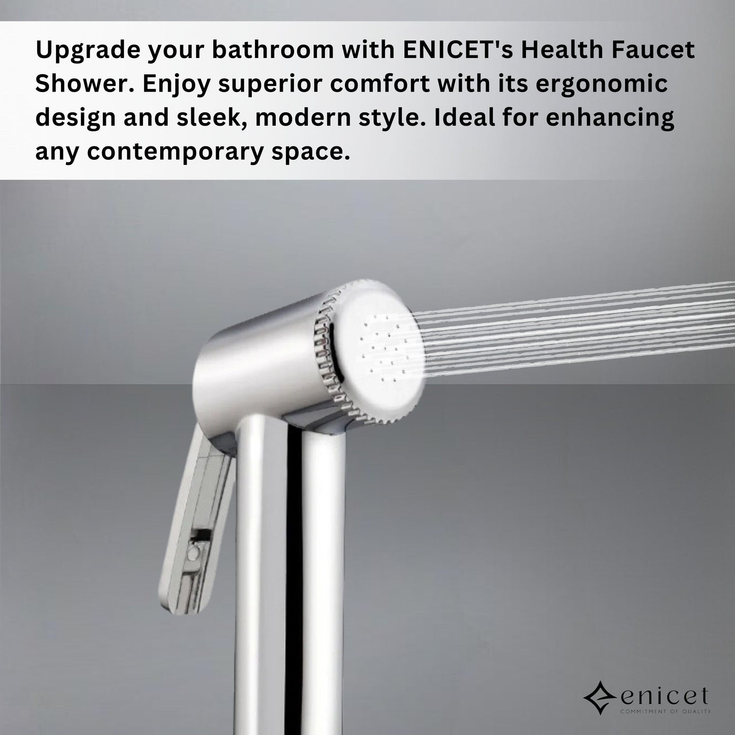 Enicet Health Faucet Gun with 1 Meter Stainless Steel Tube and Holder, Jet Spray for Toilet with Hose and Holder, Hand Jet Bidet Spray for Bathroom
