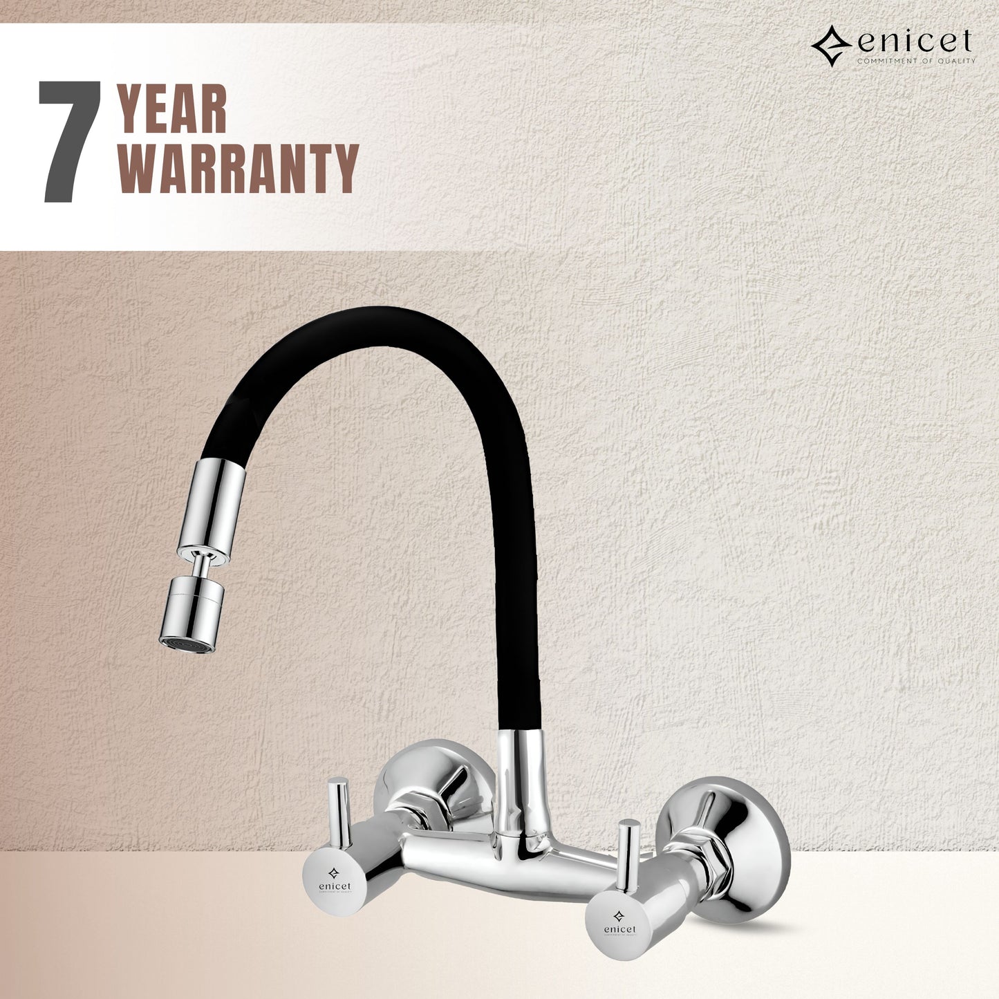 Enicet rust-resistant Sink Mixer with Flexible Spout, 2 Flow System, Chrome Plated, 360 Degree Swinging Swivel Flexible Spout, Dual Flow Adjustable Head, Kitchen Sink Tap Mixer