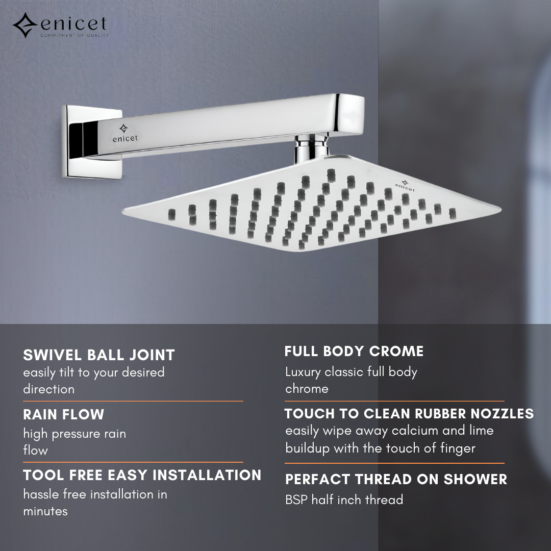 Enicet High Flow Single Lever Diverter Set, With Spout & Shower, Rain Flow Overhead Shower,rust-resistant, Chrome Plated, Bathroom Shower System, Bathroom Mixer Tap, Full Set