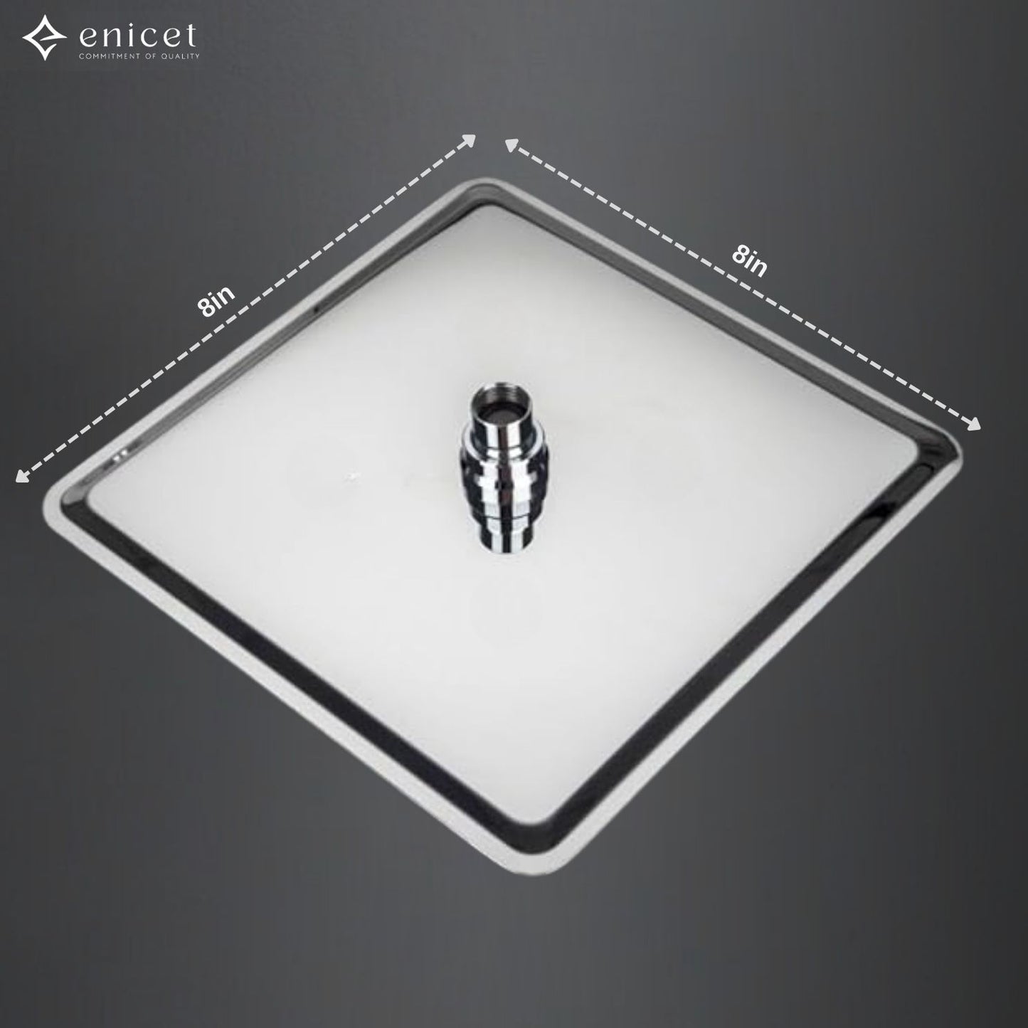 ENICET 8 Inch Shower, Stainless Steel 304, Ultra Slim, Rain FLow, Shower With Arm & Flange, 8X8 Square Shower Head For Bathroom, Easy to Clean Soft Rubber Nozzles