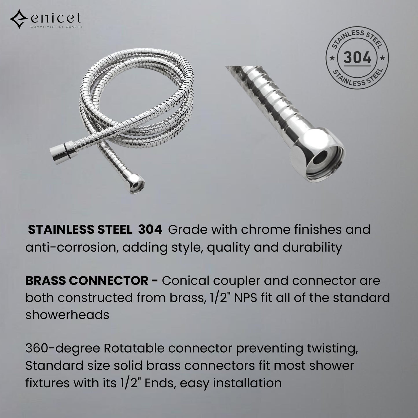 Enicet Health Faucet Gun with 1 Meter Stainless Steel Tube and Holder, Jet Spray for Toilet with Hose and Holder, Hand Jet Bidet Spray for Bathroom