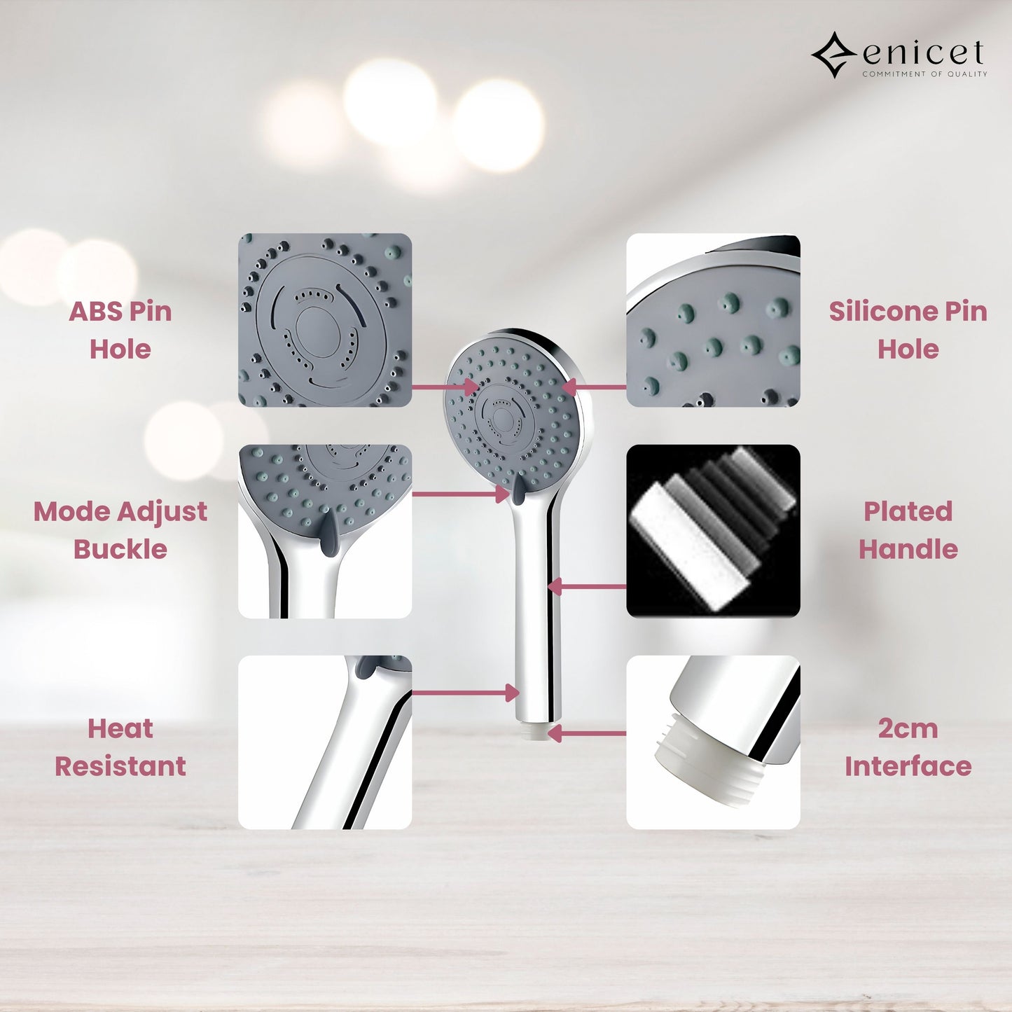 Enicet rust-resistant Wallmixer with overhead shower and handshower (Wallmixer with Handshower