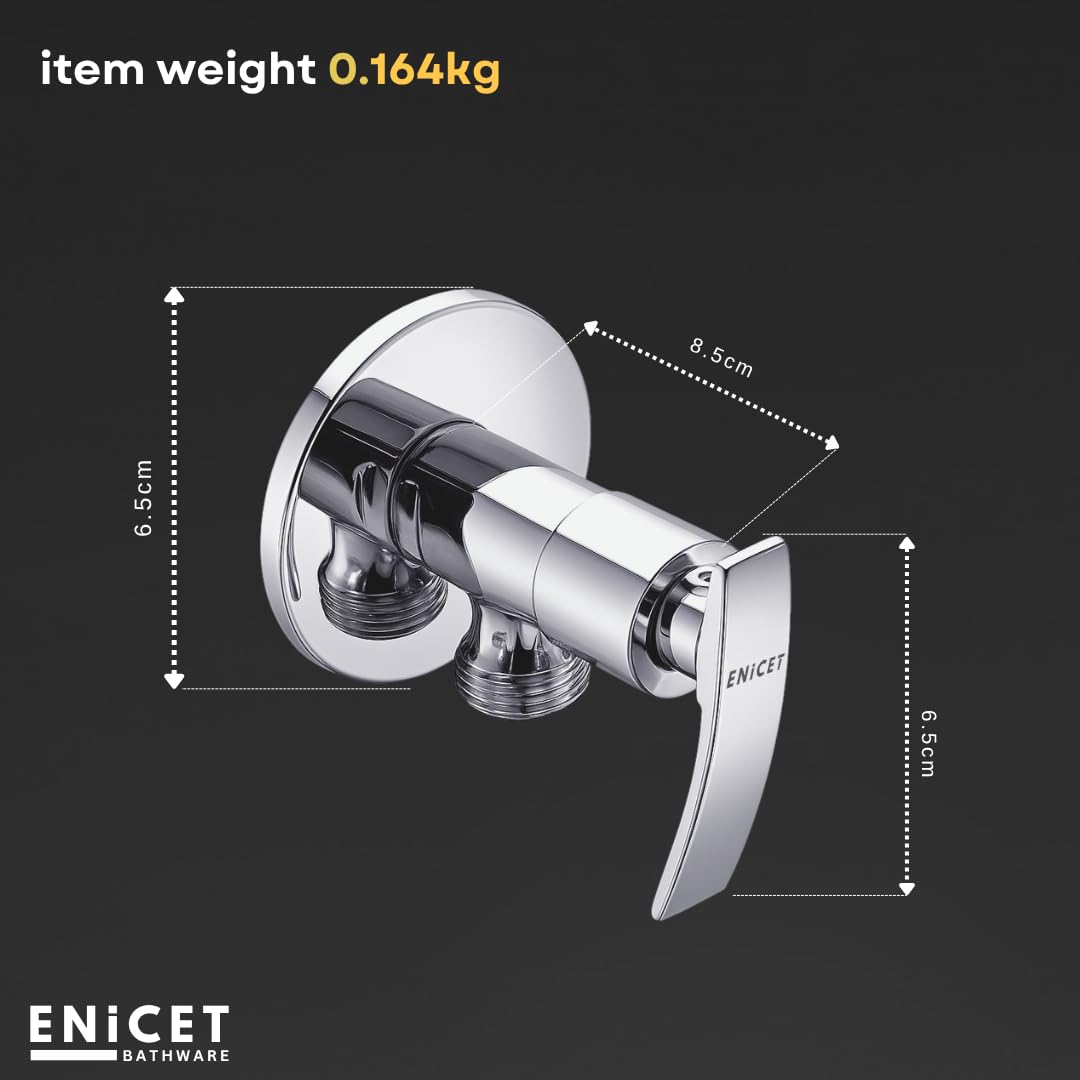 ENICET Brass Angle Valve with Wall Flange, Angle Wall for Bathroom and wash Basin (PACK OF 8)