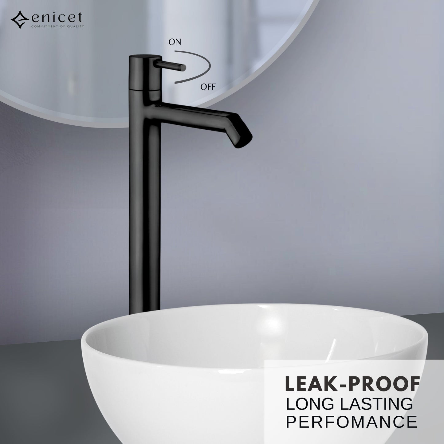 12 Inch Pillar Tap, Matte Black Finish, 12 Inch Tall Extended Body, Stainless Steel 304, Black Tap for Wash Basin, Table Top Basin Tap for Bathroom, Deck Mount Pillar Cock