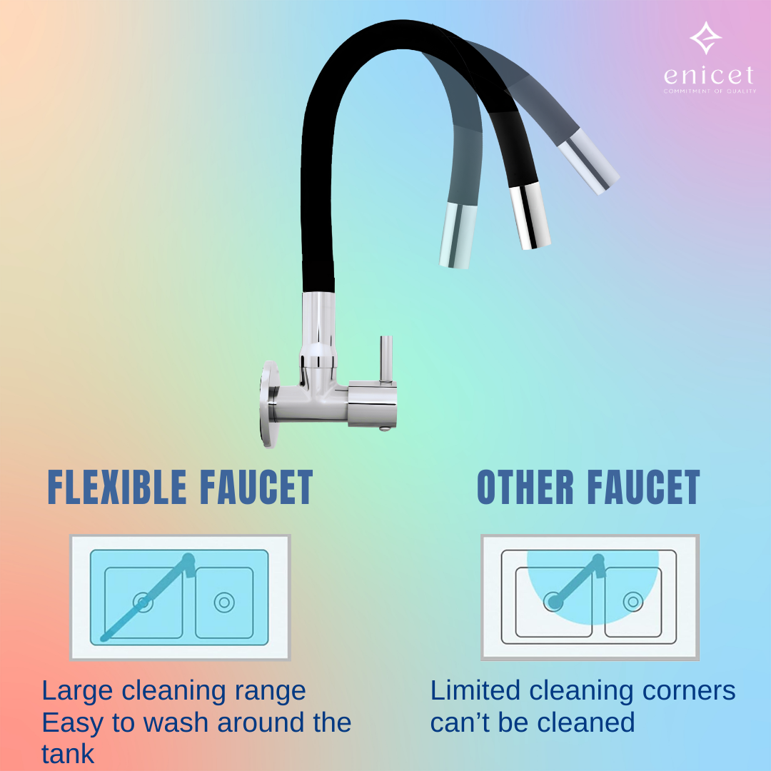 Enicet Sink Faucet with Flexible Spout, 360 Rotating Swivel Swinging Spout, Brass Build, Silicon Coated, Kitchen Sink Tap, Tap for Kitchen Sink, Wash Basin Tap