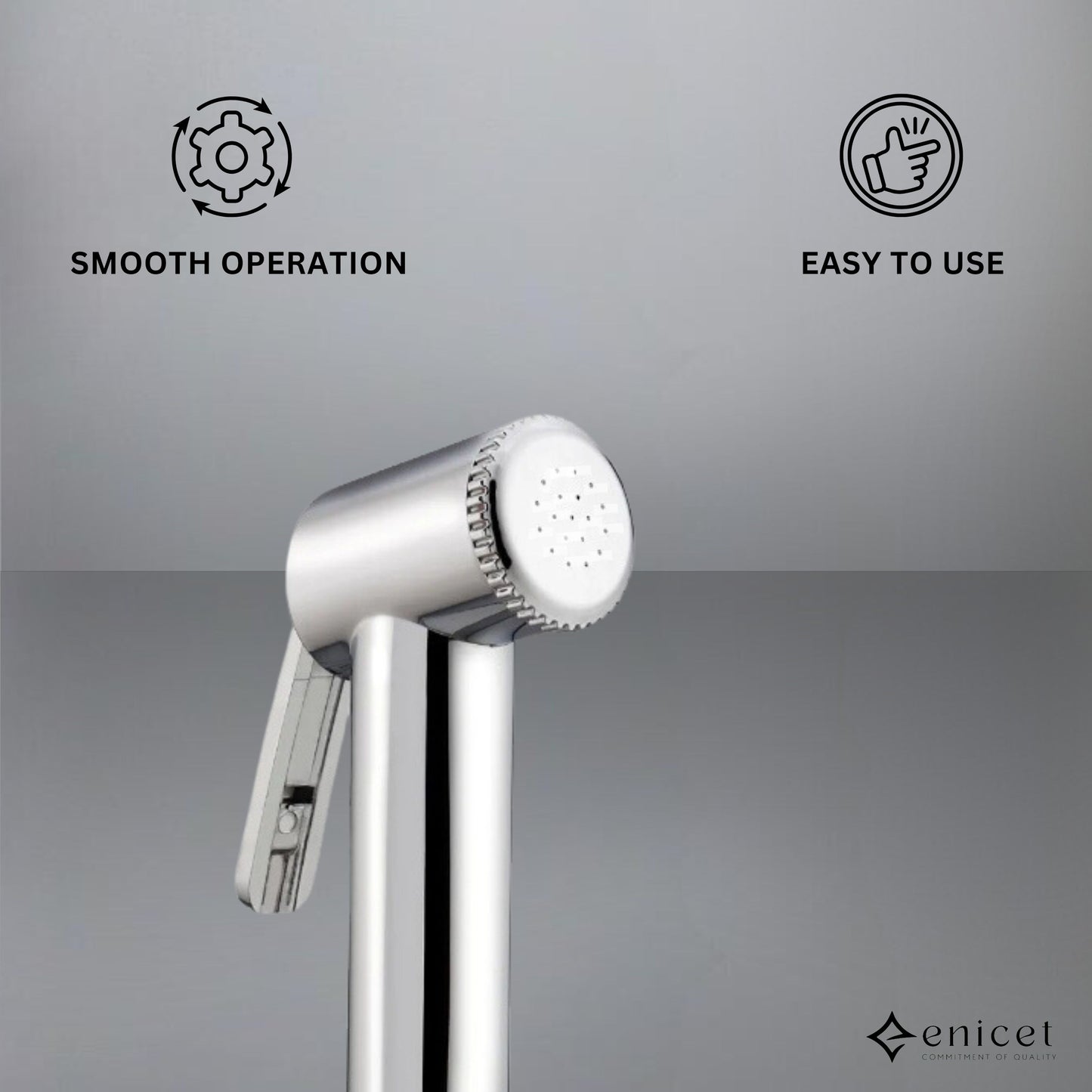 Enicet ABS Health Faucet Gun, Jet Spray for Toilet, Hand Bidet Spray, Chrome Finish, Silver