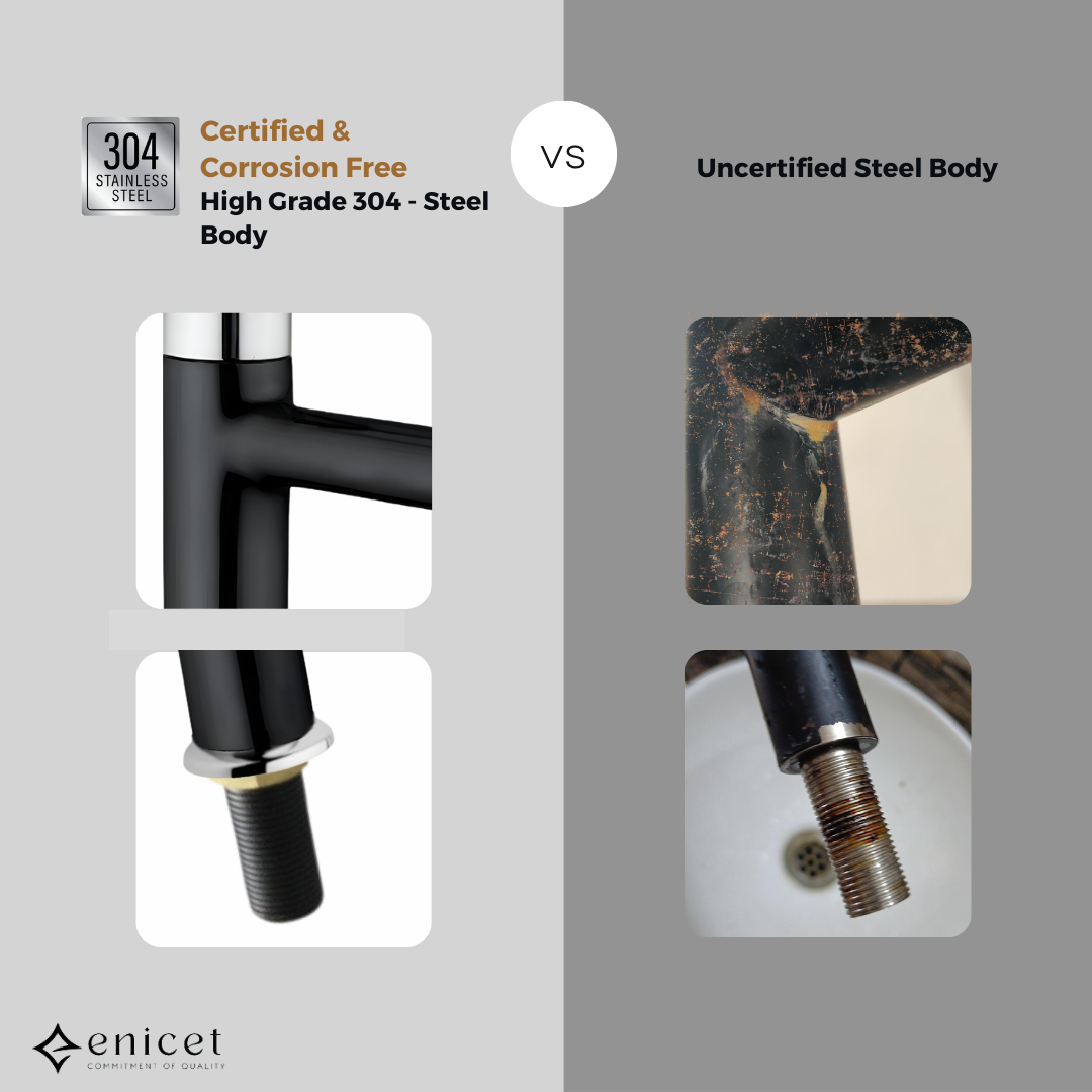 Brass Pillar Cock, Matte Black Body, 12 Inch Tall Extended Body, 7 Years Warranty, Wash Basin tap for Bathroom, Kitchen Sink Pillar Tap