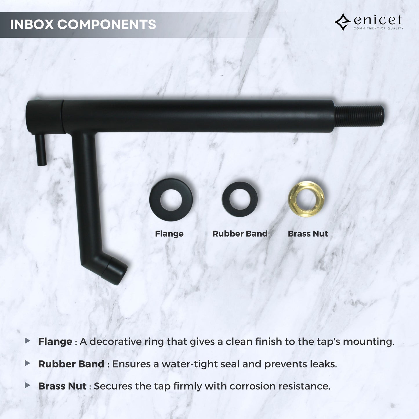 12 Inch Pillar Tap, Matte Black Finish, 12 Inch Tall Extended Body, Stainless Steel 304, Black Tap for Wash Basin, Table Top Basin Tap for Bathroom, Deck Mount Pillar Cock