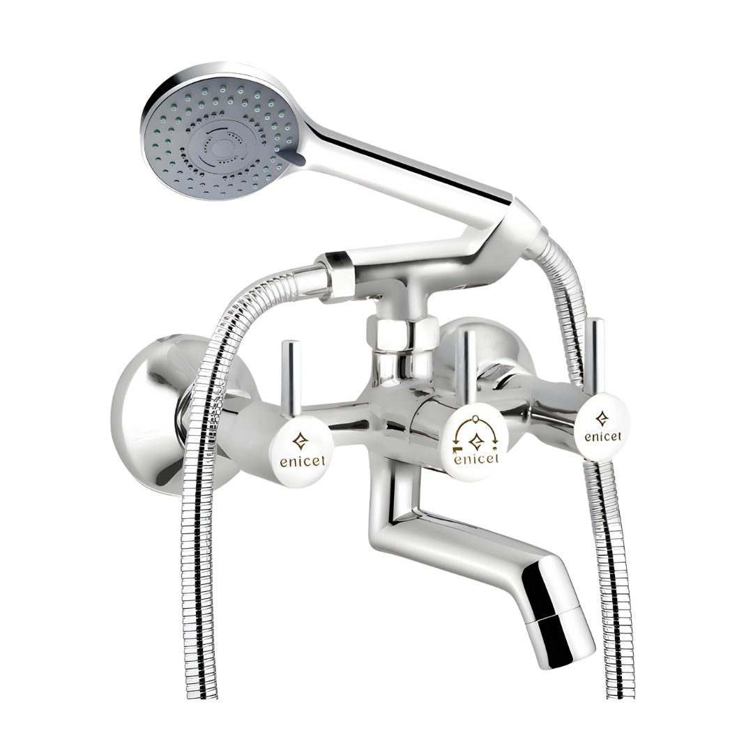 Enicet rust-resistant Wallmixer with overhead shower and handshower (Wall Mixer With Hand Shower (Medium))