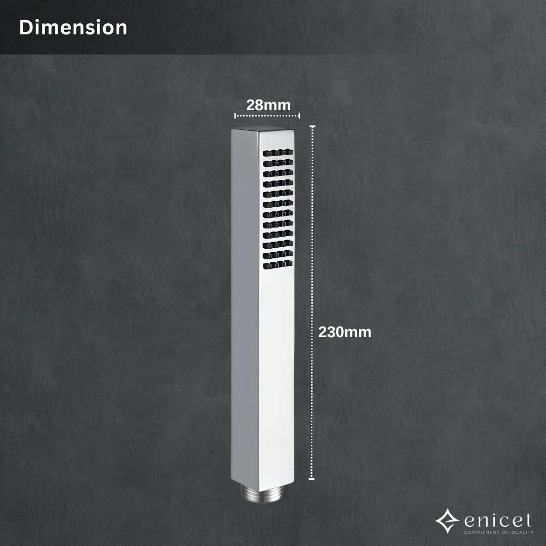 ENICET ABS Hand Shower For Bathroom, Chrome Finish, Silver, Handheld Shower Head Only, Square Shower Head
