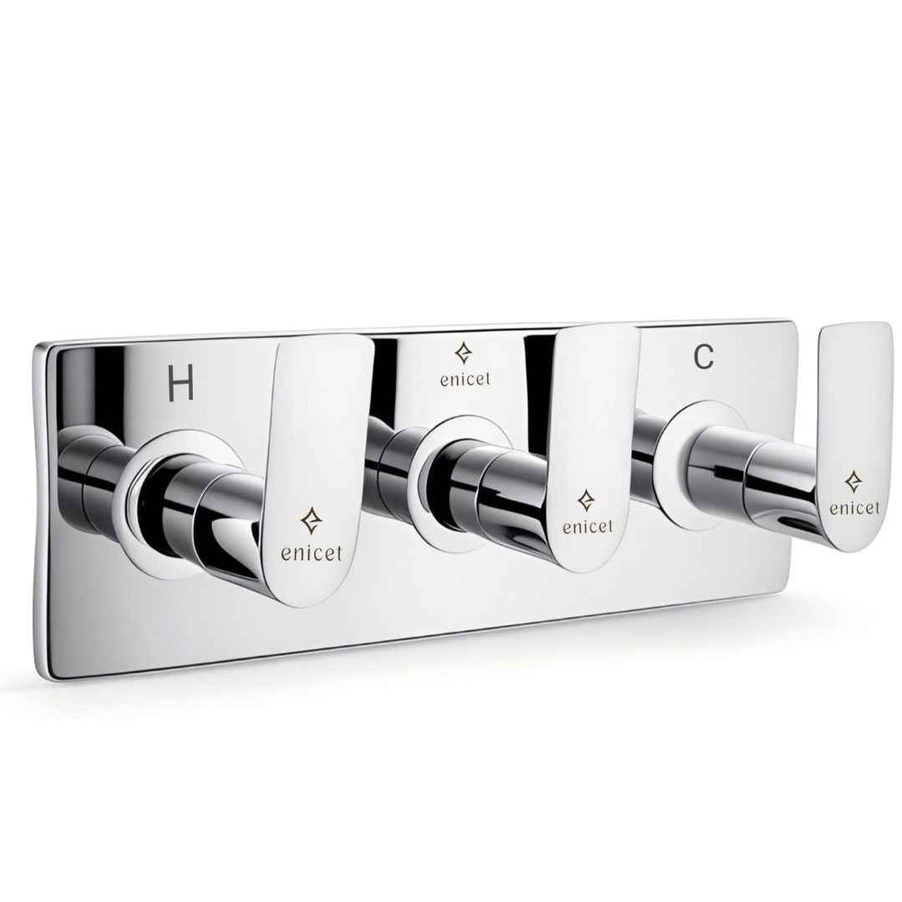 Concealed Wall Mixer High Flow With Exposed Parts & Body – Oval Handle 3-Way Brass Shower Valve | Enicet Bathware