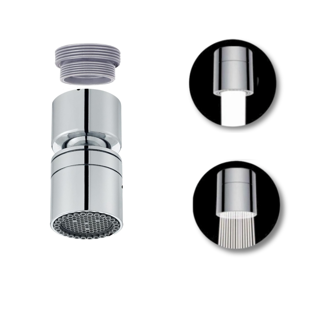 ENICET Tap Extension for Kitchen Sink, Dual Flow, Stainless Steel, 360 Degree Rotating, Smooth Foam Flow, Compatible for Male & Female Threads, Kitchen Tap Aerator Attachment (AEA10501)