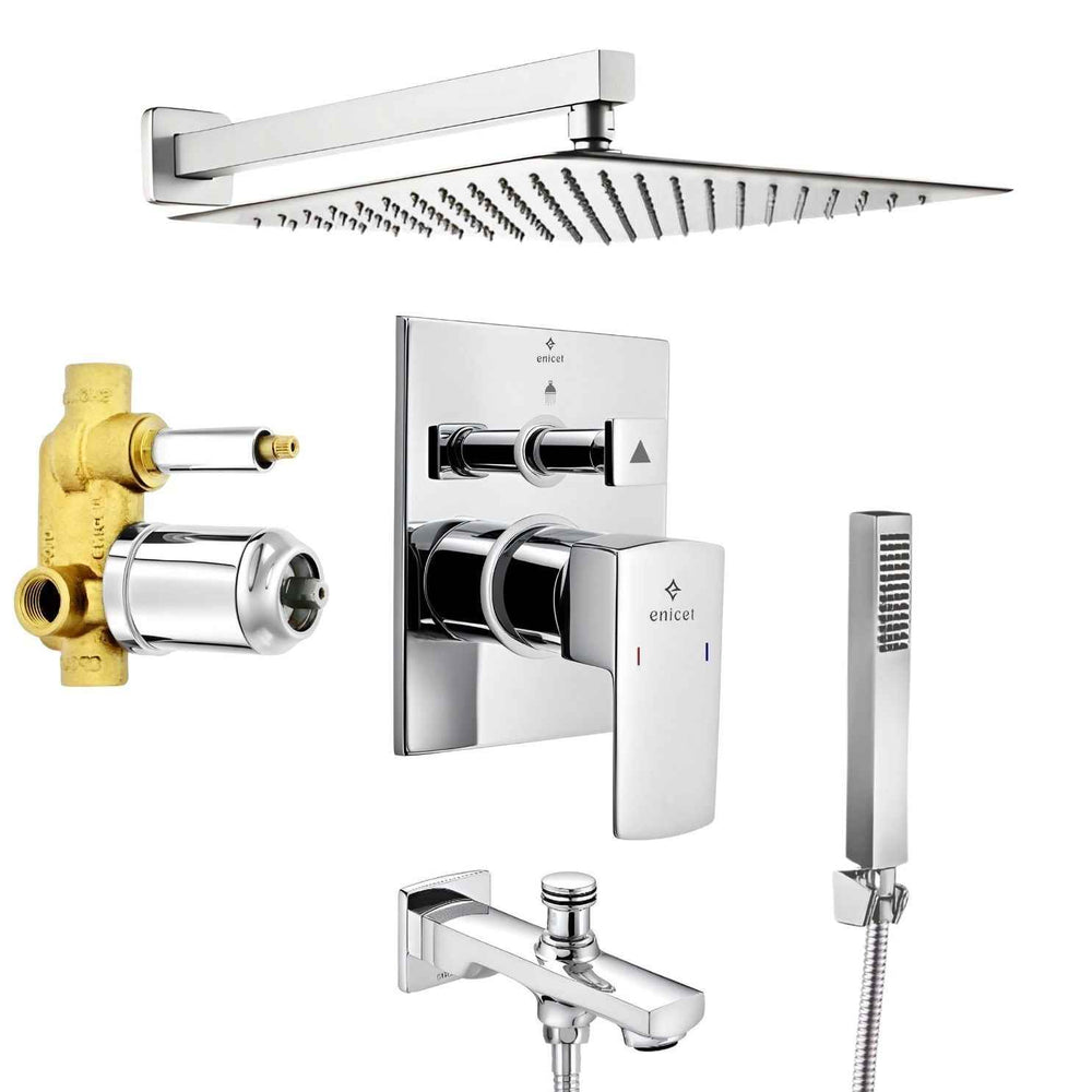 High Flow Diverter Set - ENICET 12-Inch Overhead Shower System
