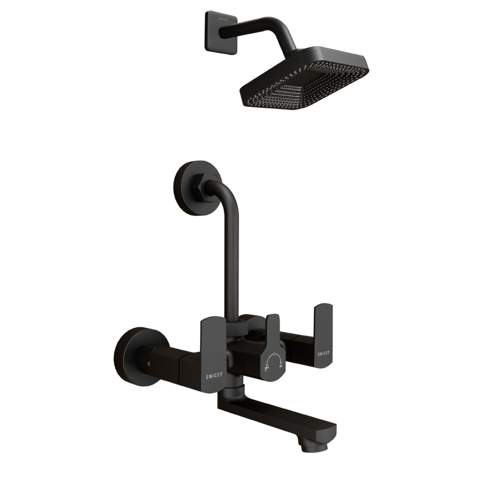 Enicet Wall Mixer with Overhead Shower Set - Matte Black - Enicet Bathware