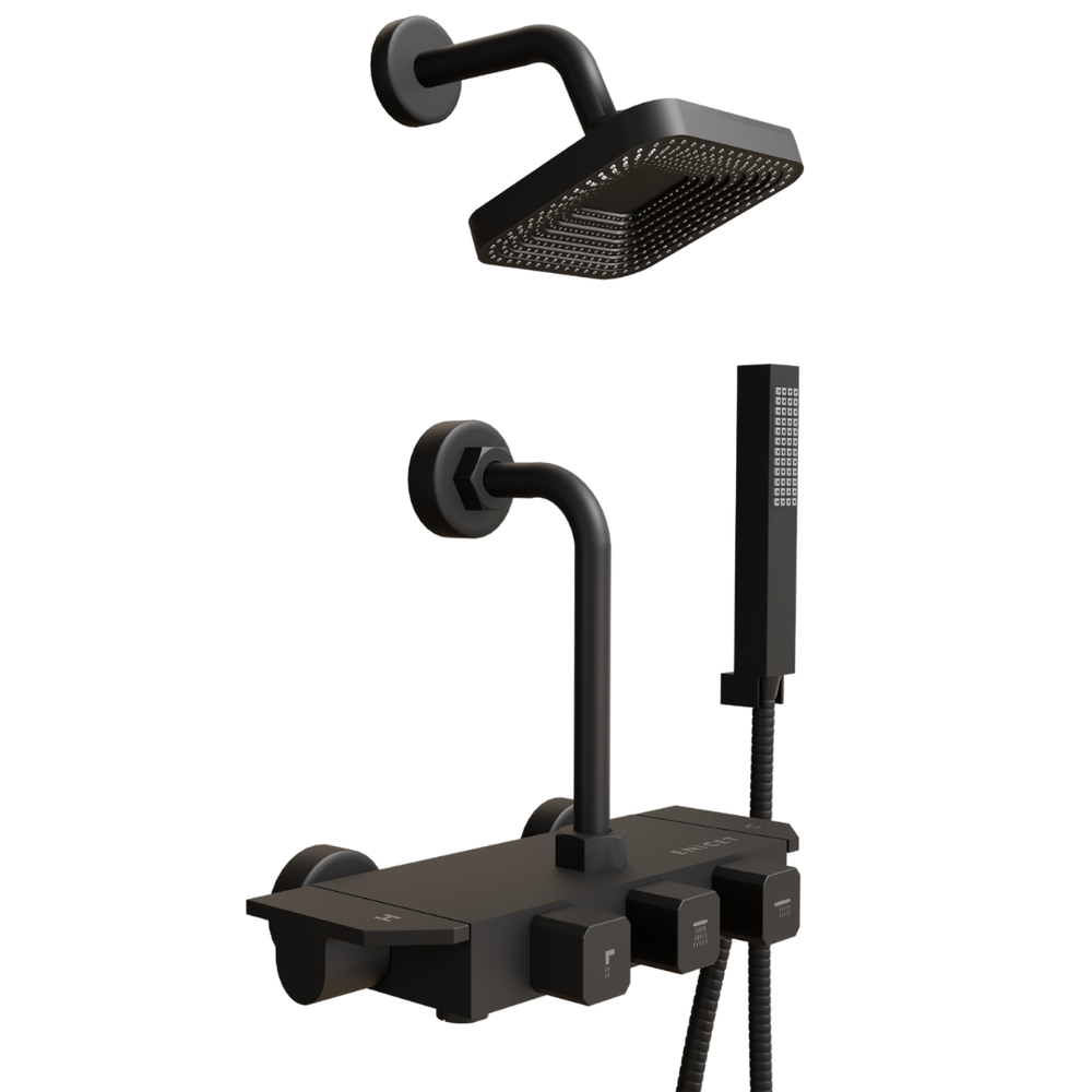 3 in 1 Piano Wall Mixer for Bathroom - ENICET Piano Matte Black Set - Enicet Bathware