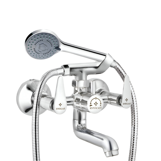 Enicet Brass Wallmixer with overhead shower and handshower Wallmixer with Handshower