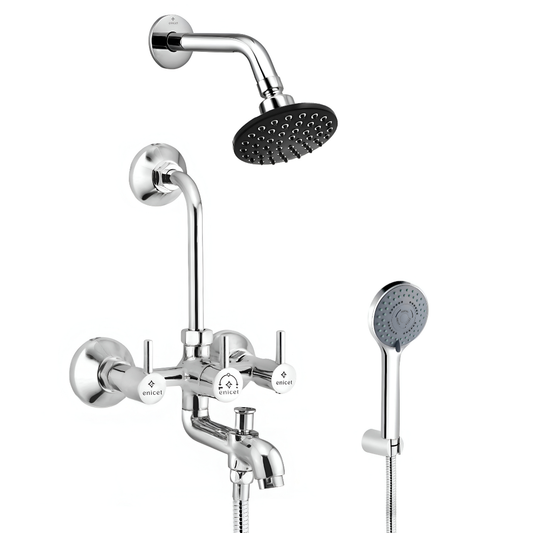 Enicet Brass Wallmixer with overhead shower and handshower (Wallmixer with Shower & Handshwer