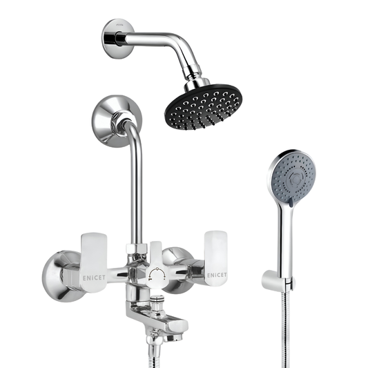 Enicet rust-resistant Wallmixer with overhead shower and handshower (Wallmixer with Shower & Handshower