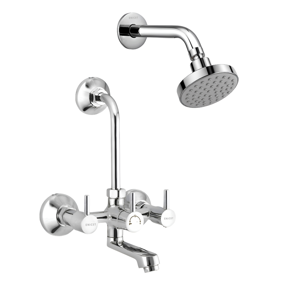 Brass Wall Mixer with Shower - ENICET 2-in-1 Chrome Set - Enicet Bathware