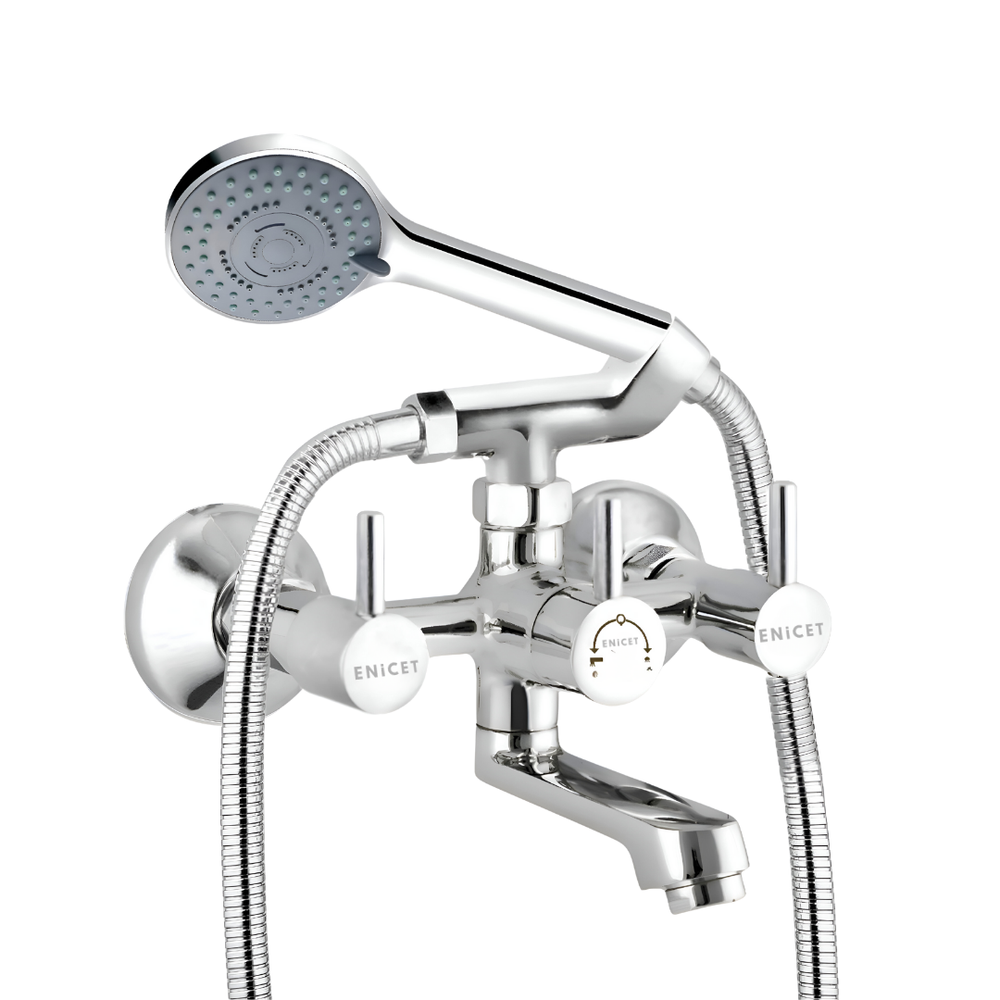 Brass Wall Mixer with Hand Shower - ENICET Chrome Shower Set - Enicet Bathware