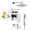 Enicet Single Lever Diverter Set with Spout, 6 Inch Overhead Shower & Hand Shower, High Flow, Rust-Resistant, Chrome Plated Bathroom Shower Set - Enicet Bathware