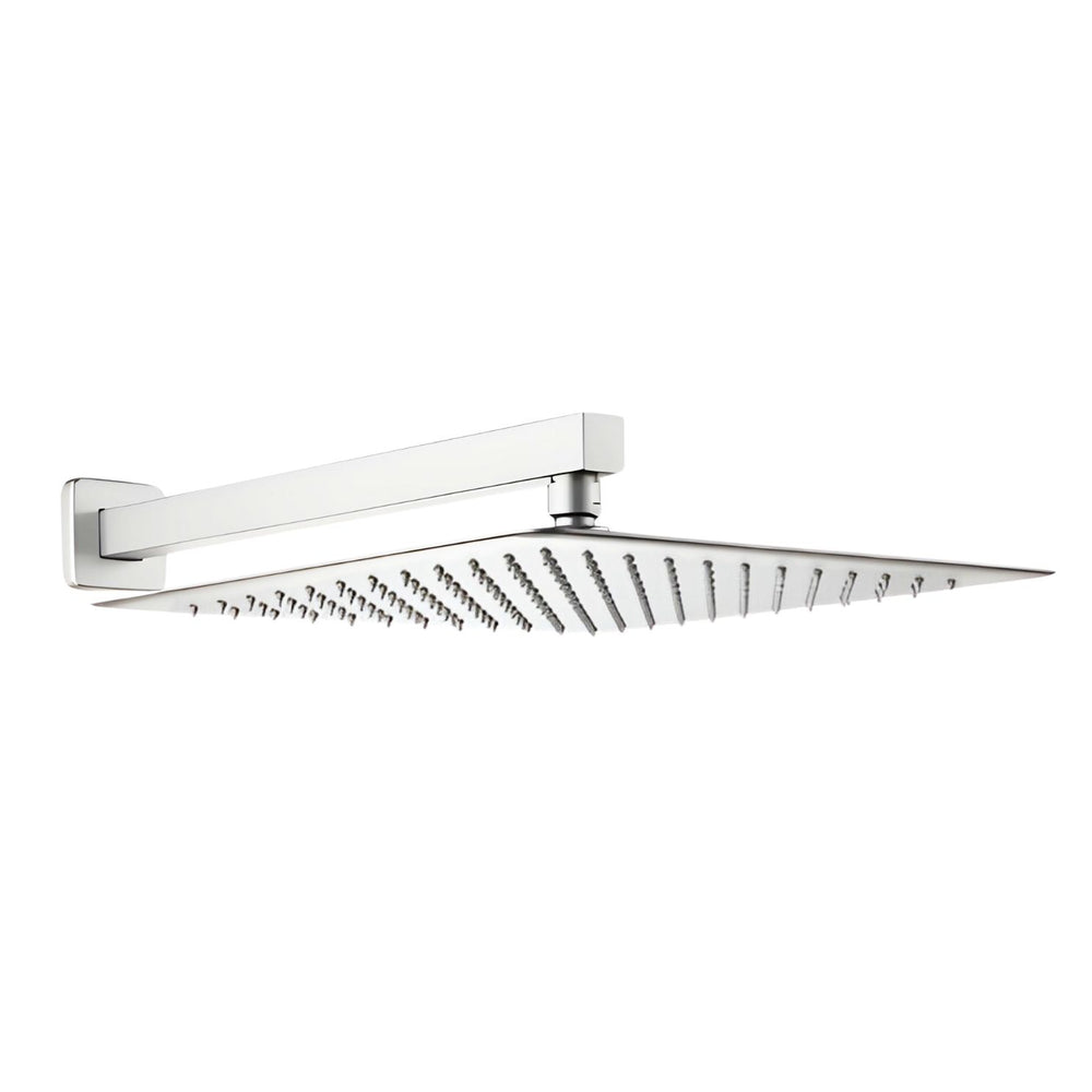 ENICET 12 Inch Rainfall Shower Head - Stainless Steel 304 Ultra Slim Square Shower with Arm & Flange, Easy to Clean Soft Rubber Nozzles - Enicet Bathware