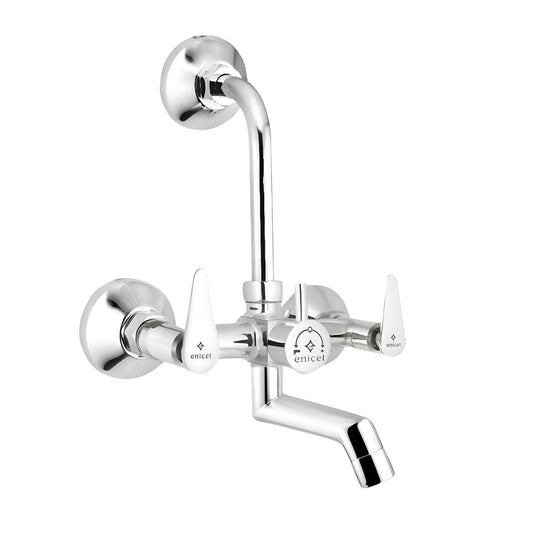 ENICET Brass Durable Wall Mixer 2 in 1 with Bend for Over Head Shower and 125mm Long Bend Pipe, Hot and Cold Wall Mixer for Bathroom