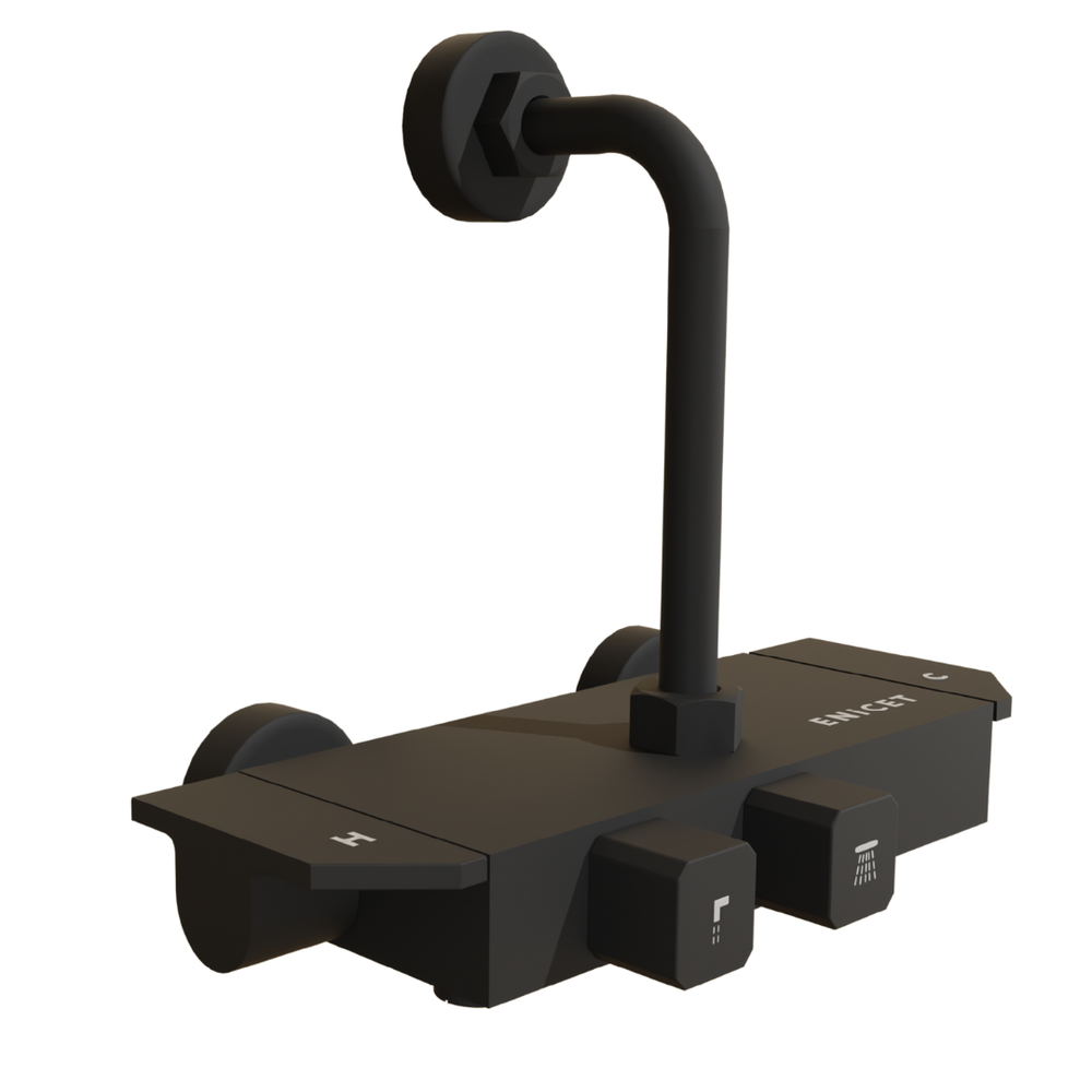 Matte Black Piano Shower Mixer - ENICET 2-Way Brass Valve - Enicet Bathware