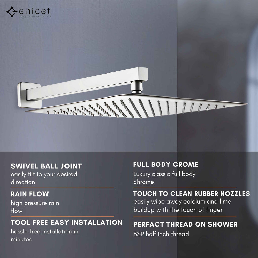 High Flow Diverter Set - ENICET 12-Inch Overhead Shower System