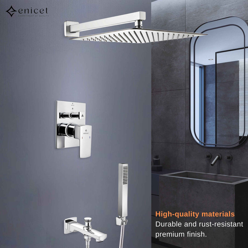 High Flow Diverter Set - ENICET 12-Inch Overhead Shower System