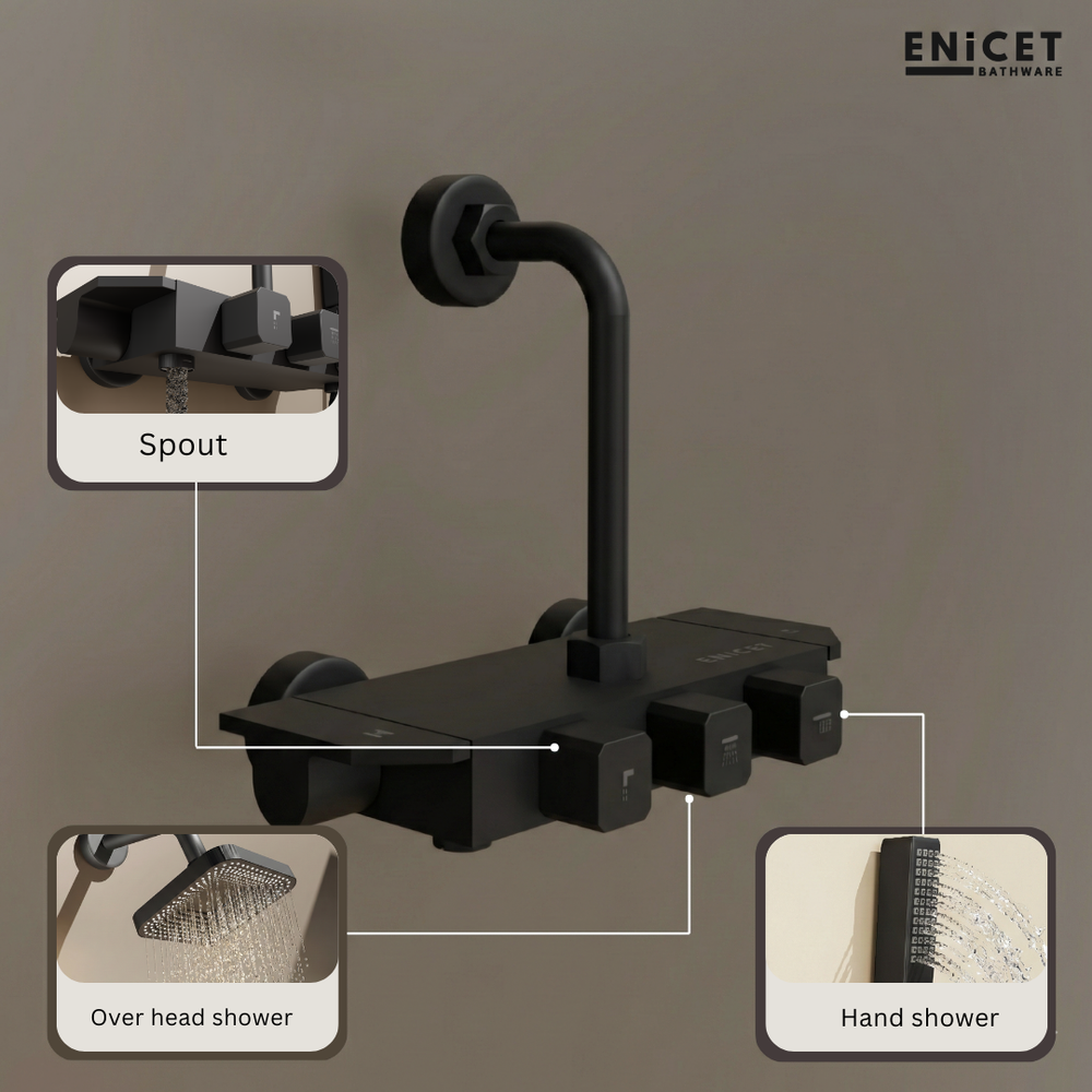 Matte Black Wall Mixer - ENICET Piano Aluminium Bathroom Tap - Enicet Bathware