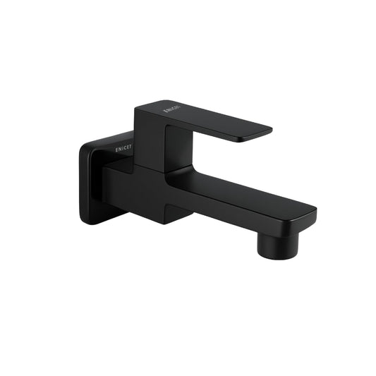 ENICET Brass Tap for Bathroom, with Wall Flange,Brass Bib Cock Long Body, Made Black, 7 Years Warranty, Foam Flow, Bathroom Taps for Home, Water Tap Wall Mounted
