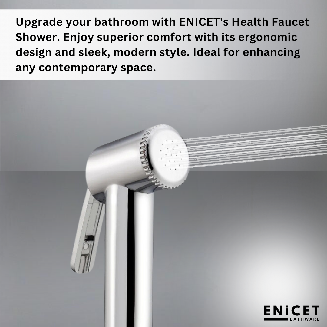 Enicet Health Faucet Gun with 1 Meter Stainless Steel Tube and Holder, Jet Spray for Toilet with Hose and Holder, Hand Jet Bidet Spray for Bathroom