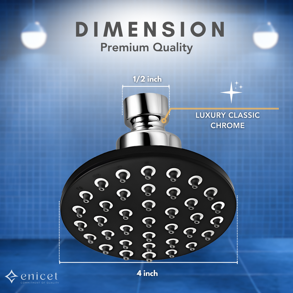 Overhead Round Shower Head - ENICET 4 Inch Chrome Rain Shower