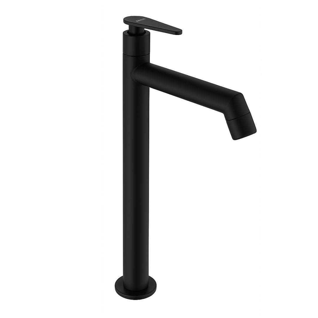 Enicet 12 Inch High Neck Pillar Tap, SS 304, Chrome Finish, 7 Years Warranty, Bathroom Table Top Wash Basin Tap for Home, 12 Inch Tall Extended Body Pillar Cock, Smooth Foam Flow