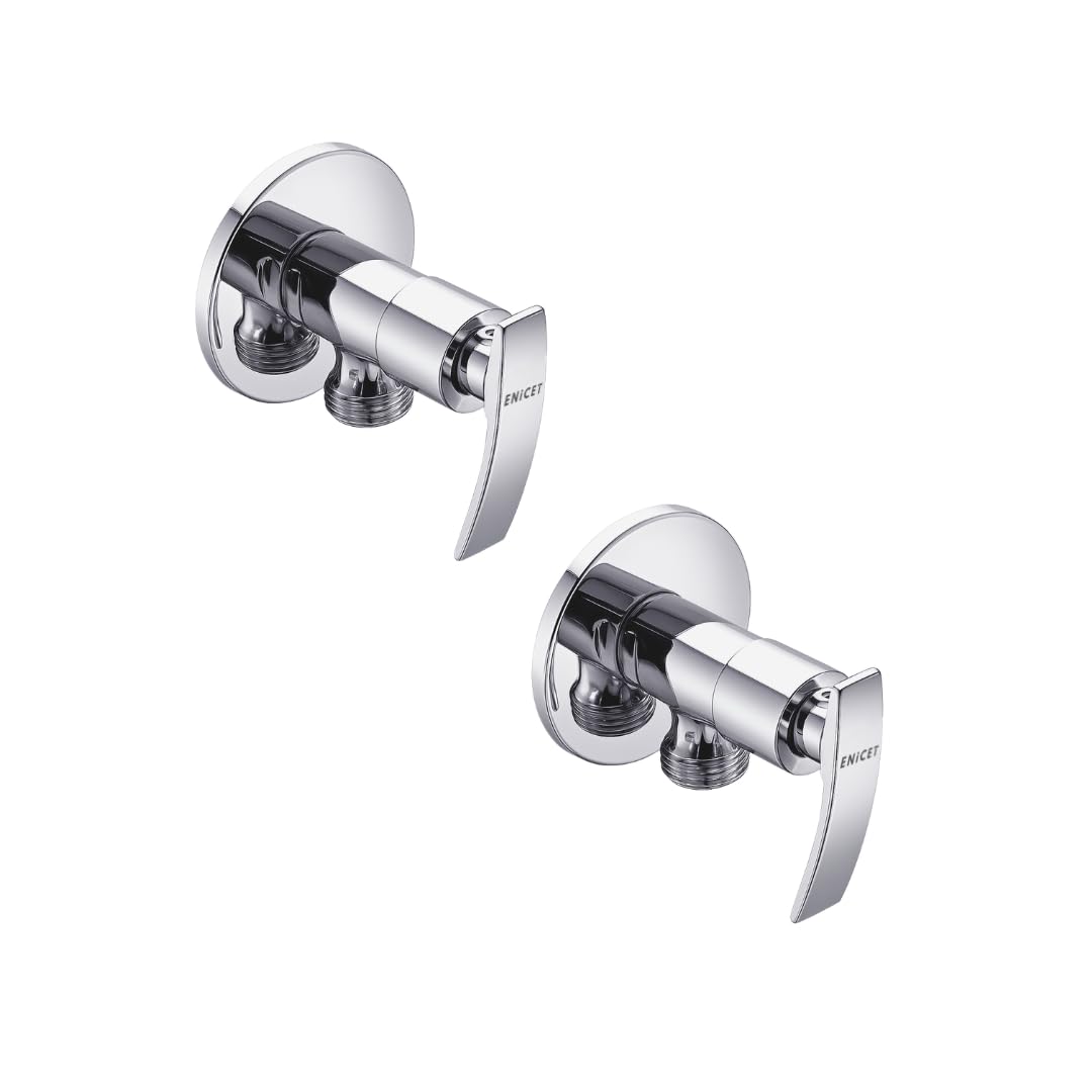 ENICET Brass Angle Valve with Wall Flange, Angle Wall for Bathroom and wash Basin (PACK OF 2)