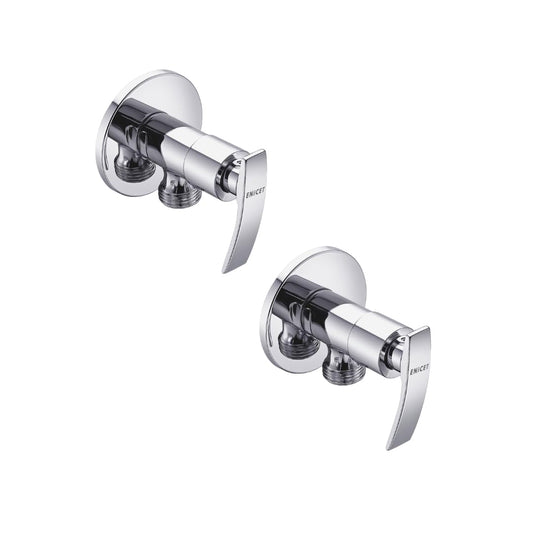 ENICET Brass Angle Valve with Wall Flange, Angle Wall for Bathroom and wash Basin (PACK OF 2)
