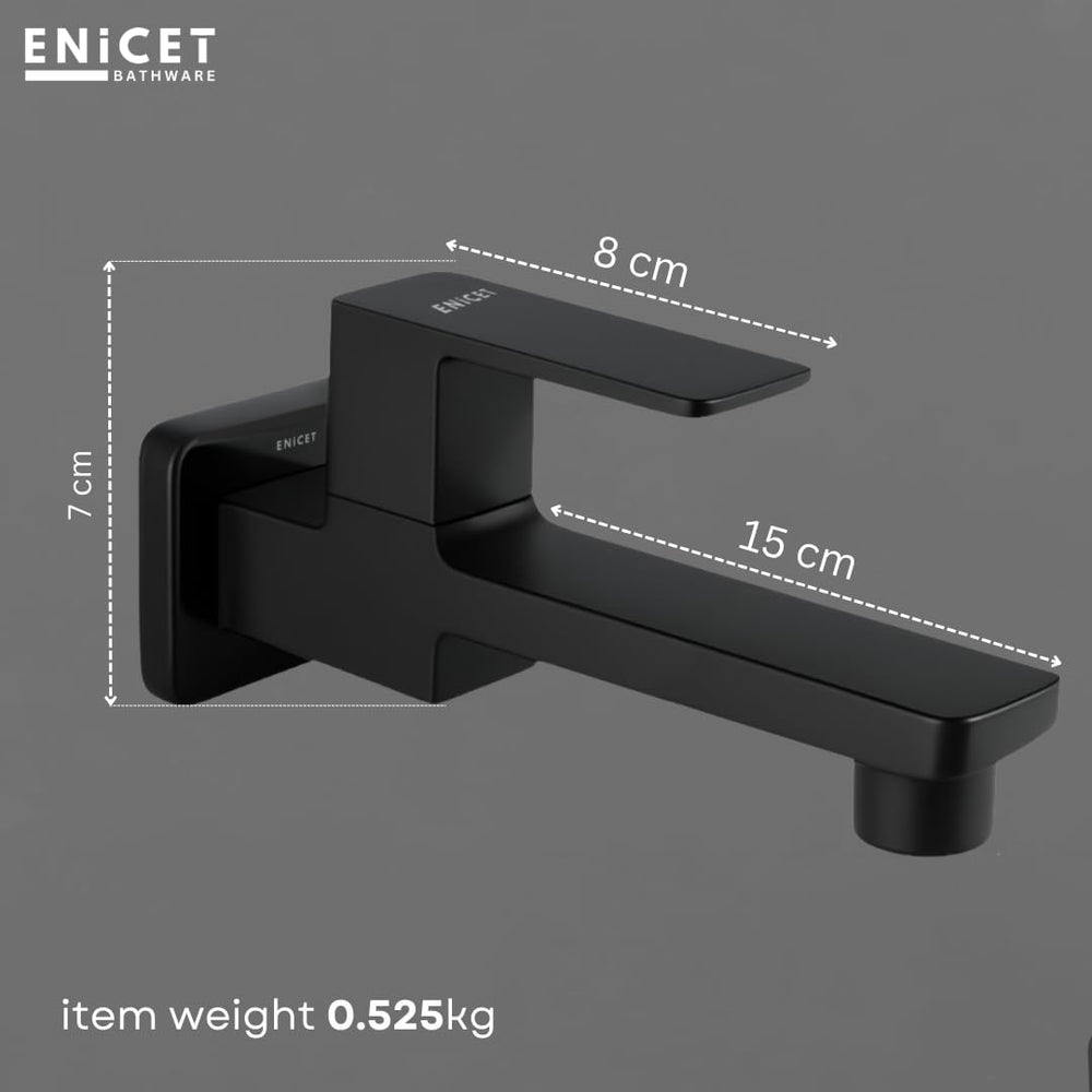 Black Wall Mounted Bathroom Tap - ENICET Brass Extra Long Bib Cock - Enicet Bathware