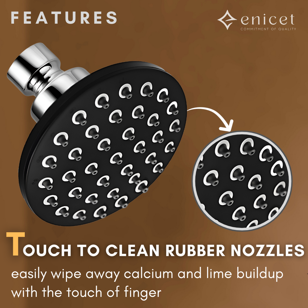 Overhead Round Shower Head - ENICET 4 Inch Chrome Rain Shower