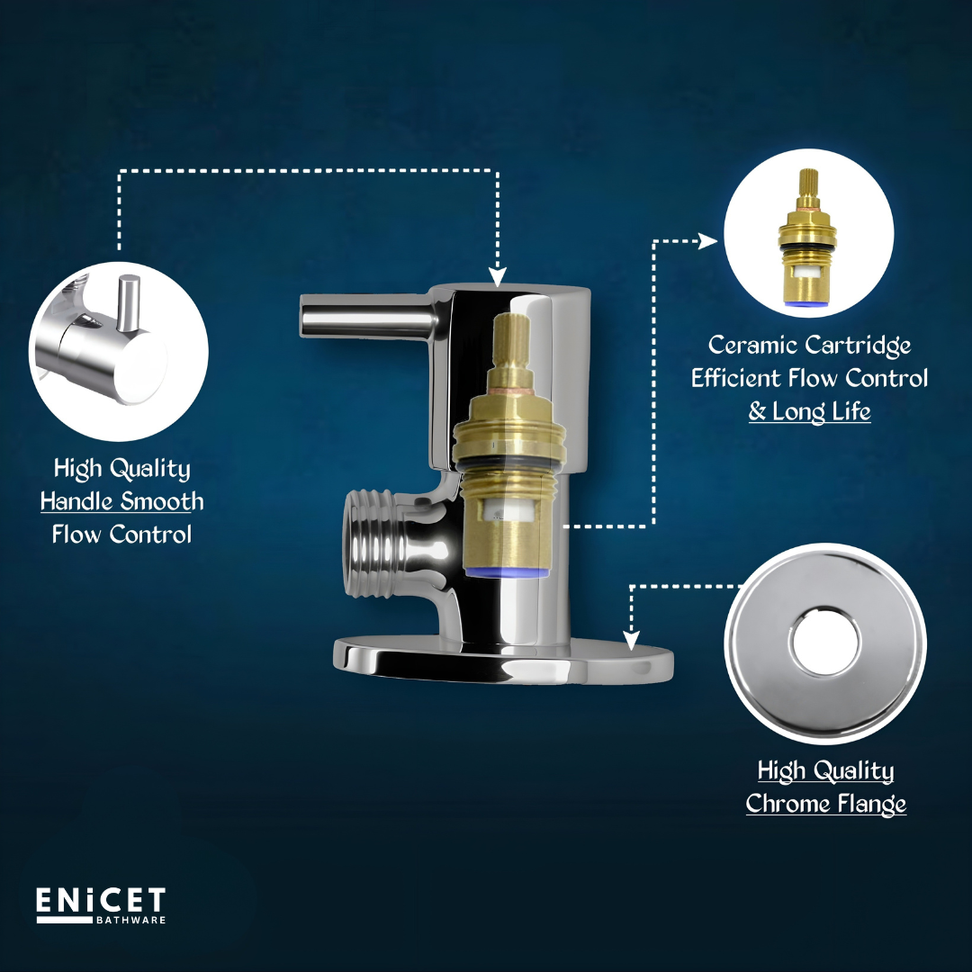 ENICET rust-resistant Angle Valve With Wall Flange, Angle Wall for Bathroom and wash Basin, Wall Angle for Washroom, Angle Cocke for Kitchen