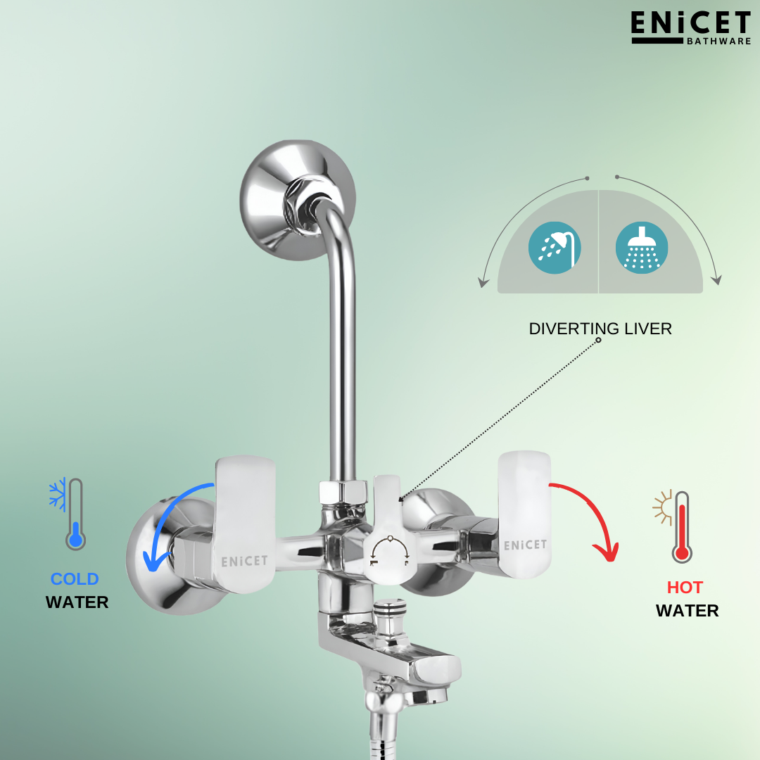 Enicet rust-resistant Wallmixer with overhead shower and handshower (Wallmixer with Shower & Handshower
