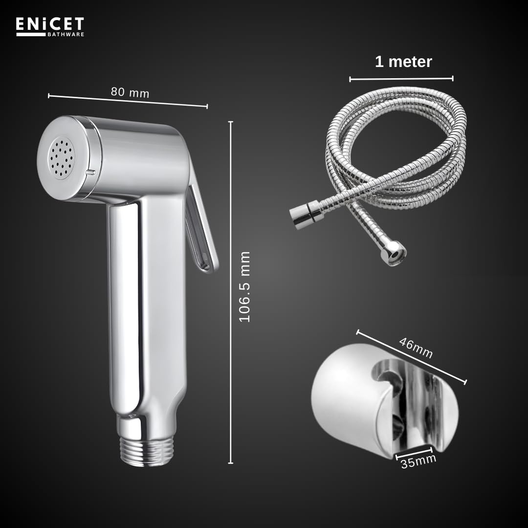 ENICET Health Faucet Gun, ABS, Chrome Finish, Jet Spray Gun, Bidet Spray for Toilet, Toilet Accessories, Hand Bidet, Flush Gun, Faucet for Toilet