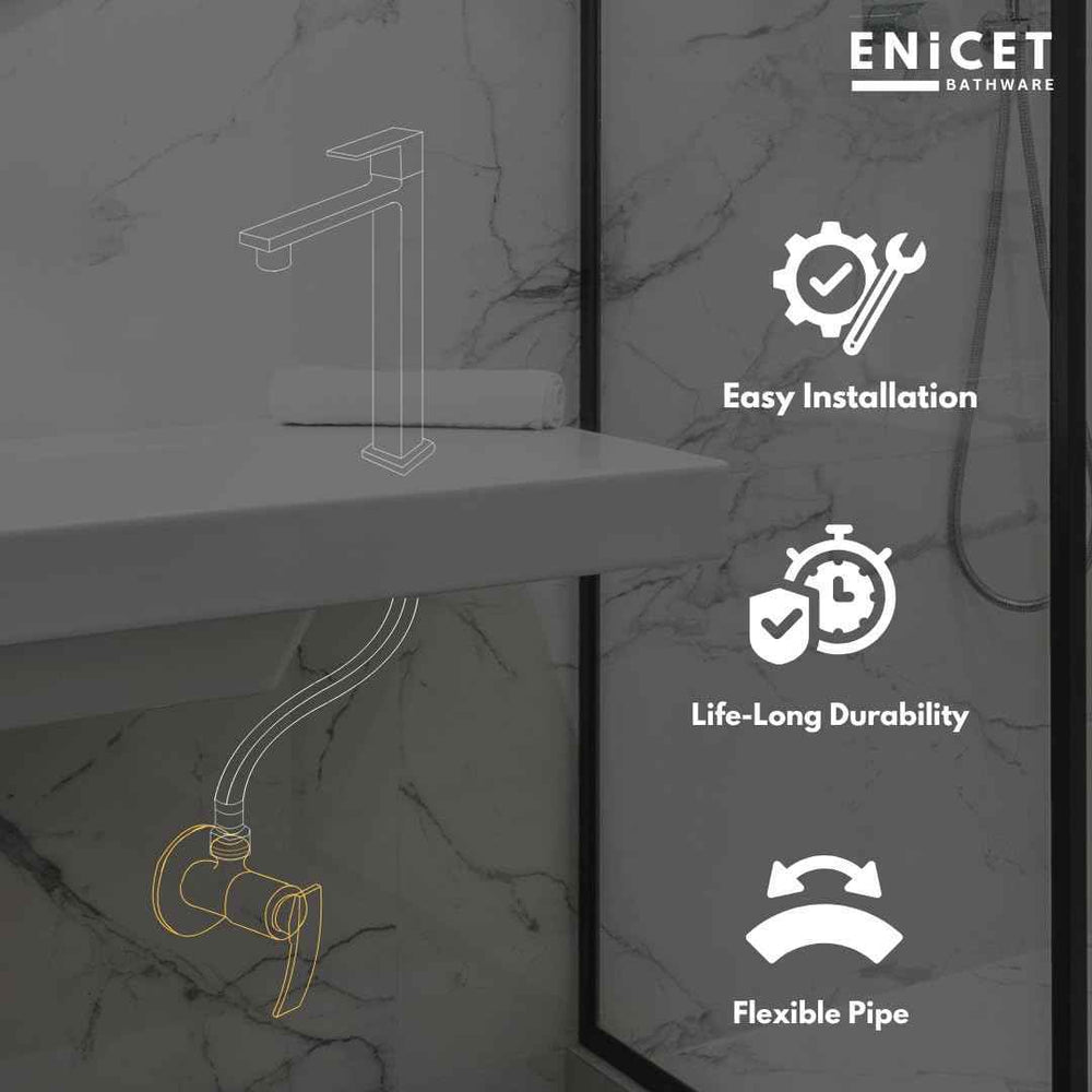 Brass Angle Valve with Flange - ENICET Pack of 8 for Bathroom