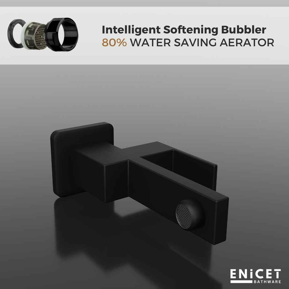 Black Brass Tap for Bathroom - ENICET Long Body Bib Cock