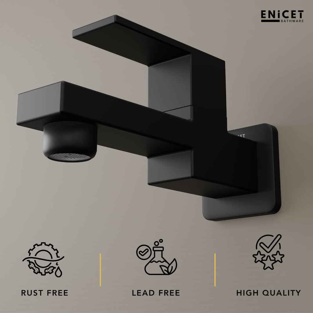 Black Brass Tap for Bathroom - ENICET Short Body Bib Cock
