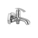 ENICET 2 in 1 Bib Tap, Silver, Chrome Finish, with Wall Flange, Suitable for Health Faucet, Hand Shower, Geyser, Two Way Tap for Bathroom
