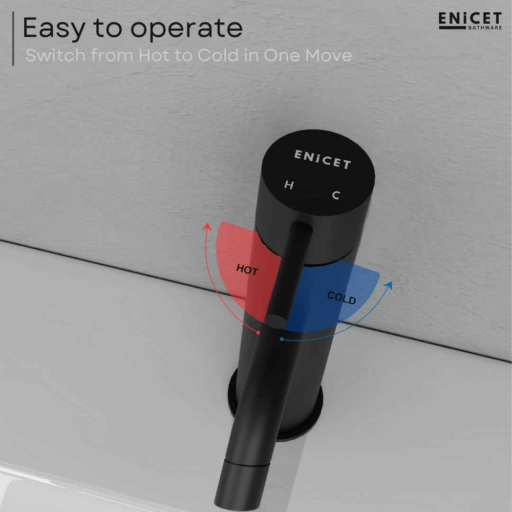Brass Single Lever Basin Mixer - ENICET 6 Inch Black Basin Tap