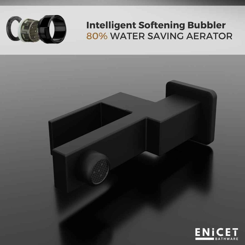 Black Brass Tap for Bathroom - ENICET Short Body Bib Cock